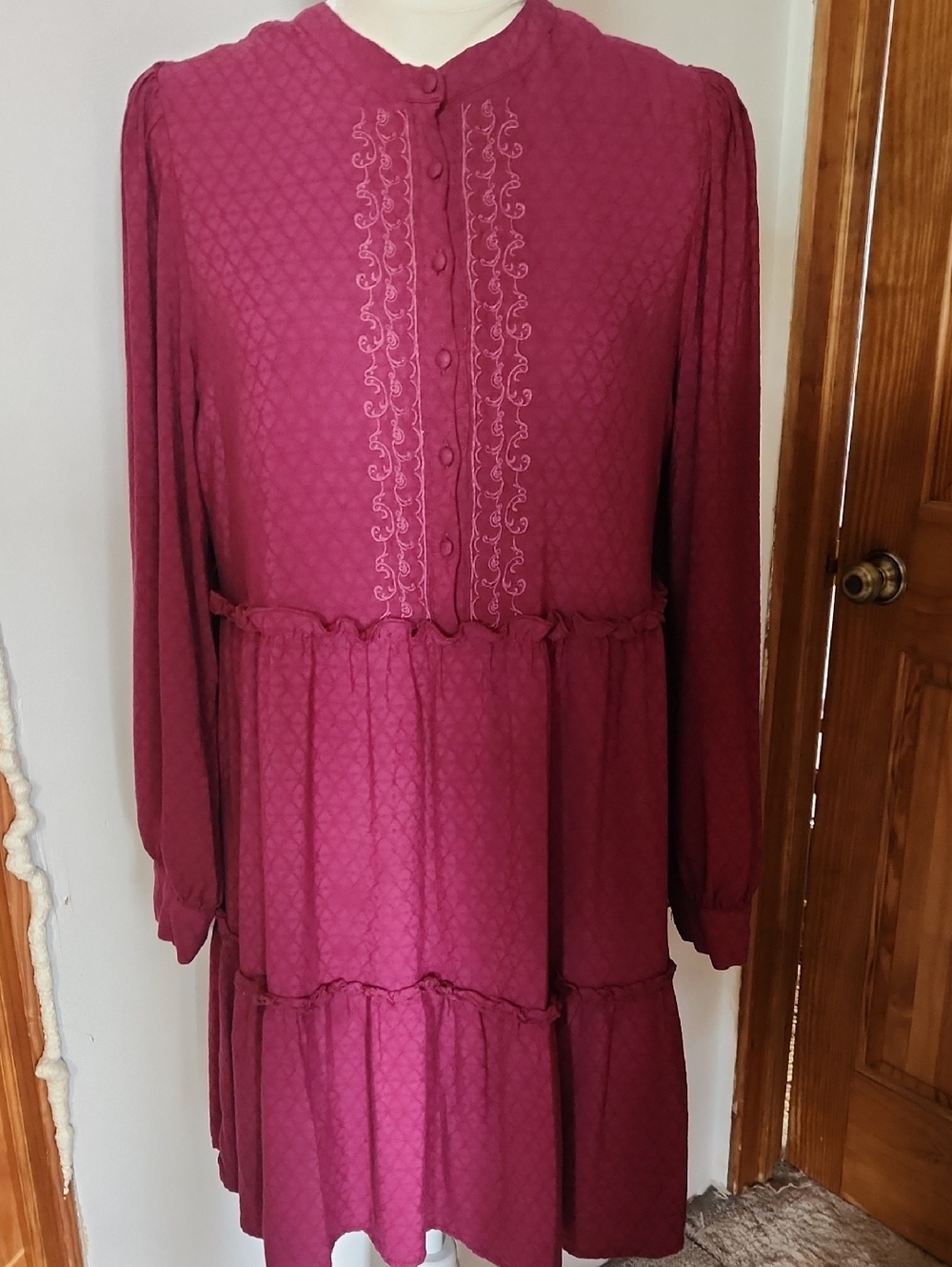 Penelope Rose Plum Ruffeled Prairie Dress. Size Jrs. XL - Picture 2 of 10